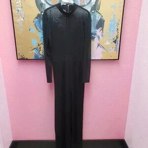 Mesh Top Black Jumpsuit